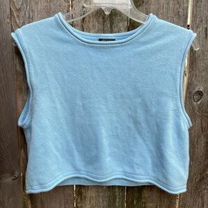 Baby Blue Knit Sleeveless Crop Top